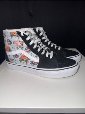 Vans High-Top Sneakers in Black with Floral Panels